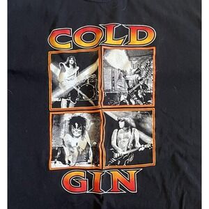 Cold Gin Band Shirt Mens Large Black Rock Music Graphic Tee Gildan KISS Cotton